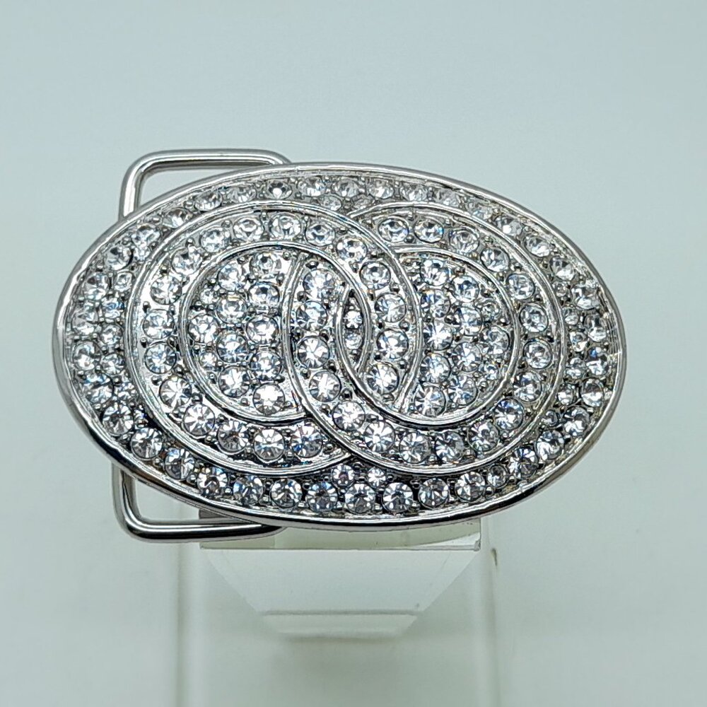 Fashion unisex western classic Belt Buckle Silver Metal crystal rhinestones